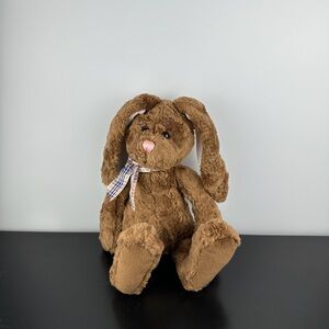 Gund Bunston Bunny Rabbit 13” #3682 Brown Pink Plush Stuffed Animal Plaid Bow